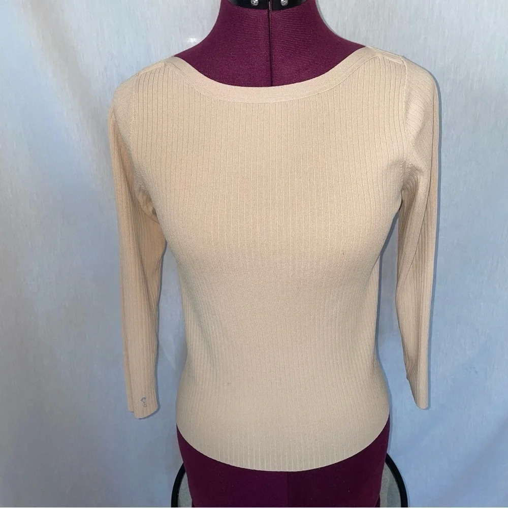 Bianca nygard 3/4 sleeve nylon rayon beige shirt